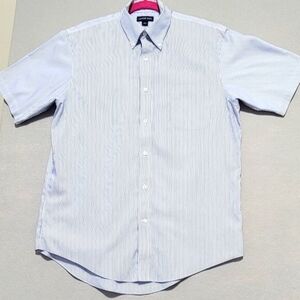 Lands End Mens Button Down,‎ blue and white stripe, size 16